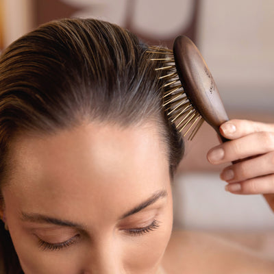 黃金刮痧頭皮按摩梳：典藏胡桃款